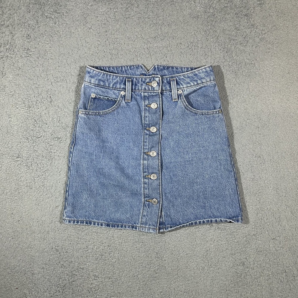 Levi's Denim Skirt Women Size 25 Button Front Mini Blue Jean Skirt A-Line #2440